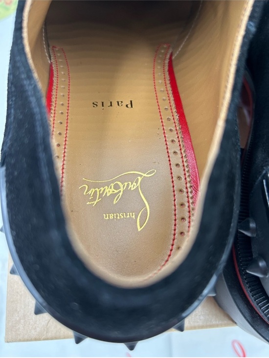 Men\'s Christian Louboutin OUR GEORGES Black Suede Strap Loafers. Size 43.5